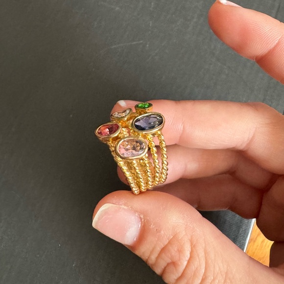 Gold Ring With Multi Colored Stones - Picture 4 of 4